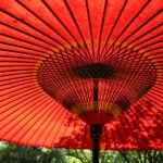 red patio umbrella